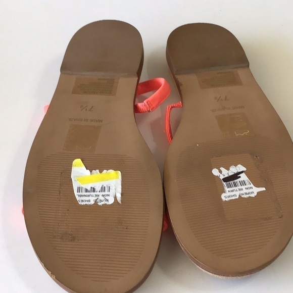 Made well strap he sandals flats size 7.5 leather made in Brazil Coral - Picture 3 of 3